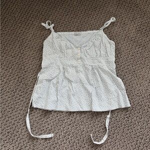 John Galt Flowy Flowery Tie Tank Top - Blue/White